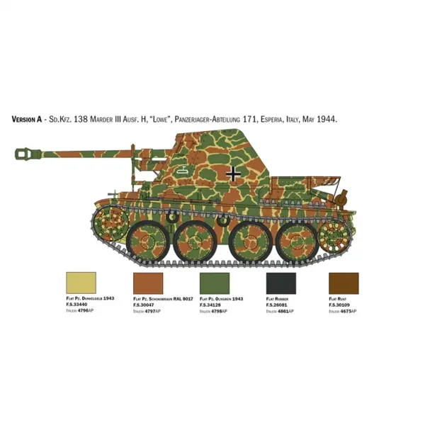 Italeri 1/35 Marder III Ausf. H Sd.Kfz.138 model czołgu zdjęcie 3