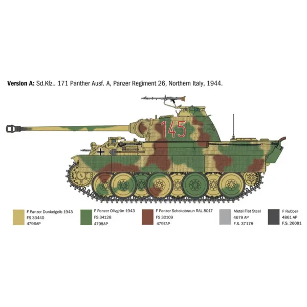 Italeri 1/35 Sd.Kfz. 171 Panther Ausf. A model czołgu. zdjęcie 3