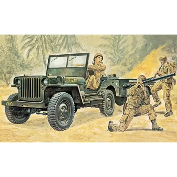 Italeri 1/35 Willys MB wojskowy Jeep z przyczepą model pojazdu zdjęcie 7