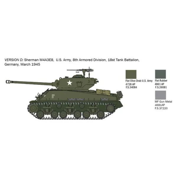 Italeri 1/56 model czołgu M4A3E8 Sherman Fury zdjęcie 4