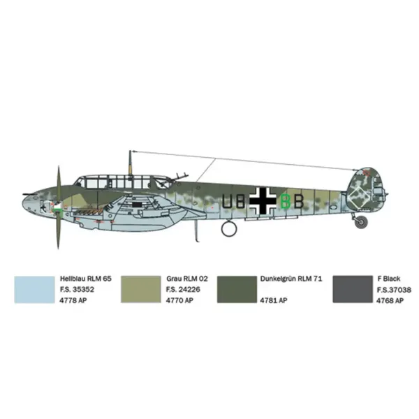 Italeri 1/72 Bf 110 C Zerstörer myśliwiec modelarski zdjęcie 3