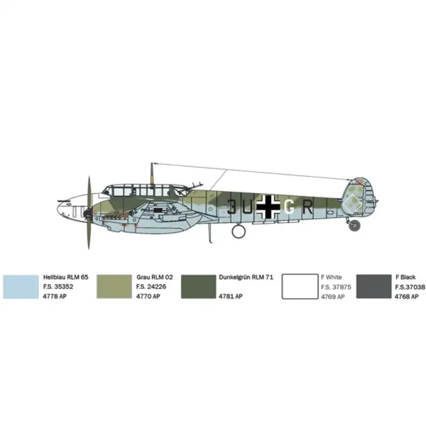 Italeri 1/72 Bf 110 C Zerstörer myśliwiec modelarski zdjęcie 5