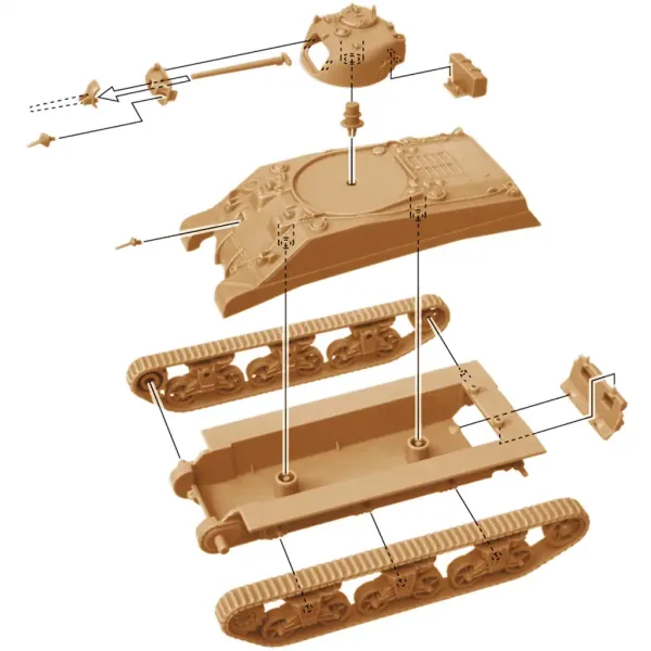 Italeri 1/72 M4A2 Sherman III czołg zestaw modelarski 2-sztukowy zdjęcie 4