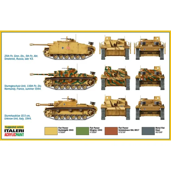 Italeri 1/72 Sturmgeschütz III działo szturmowe zestaw modelarski 2 szt. zdjęcie 3