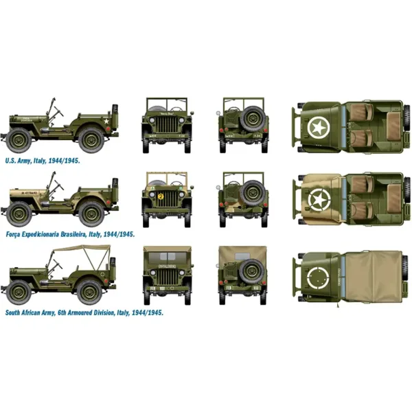 Italeri 1/72 Willys Jeep 1/4 ton 4x4 pojazdy wojskowe zestaw modelarski 2 sztuki zdjęcie 3
