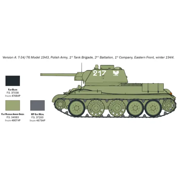 Italeri 1/72 model czołgu T-34/76 z 1943 roku zdjęcie 3