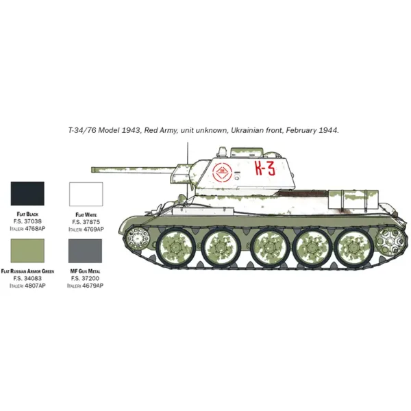 Italeri 1/72 model czołgu T-34/76 z 1943 roku zdjęcie 4