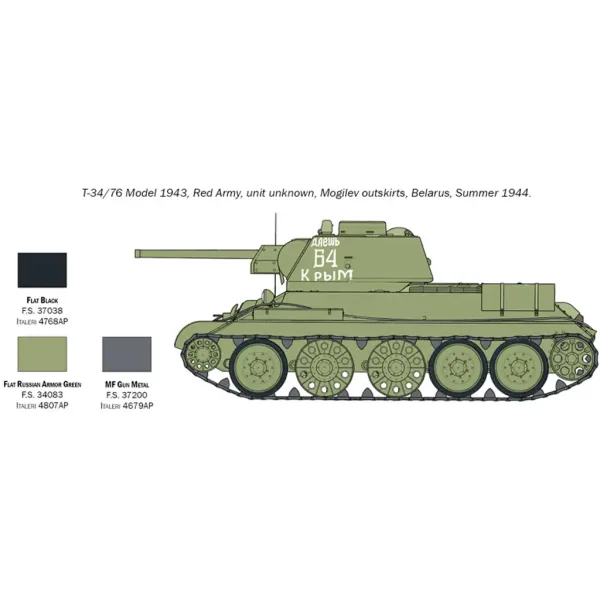 Italeri 1/72 model czołgu T-34/76 z 1943 roku zdjęcie 5