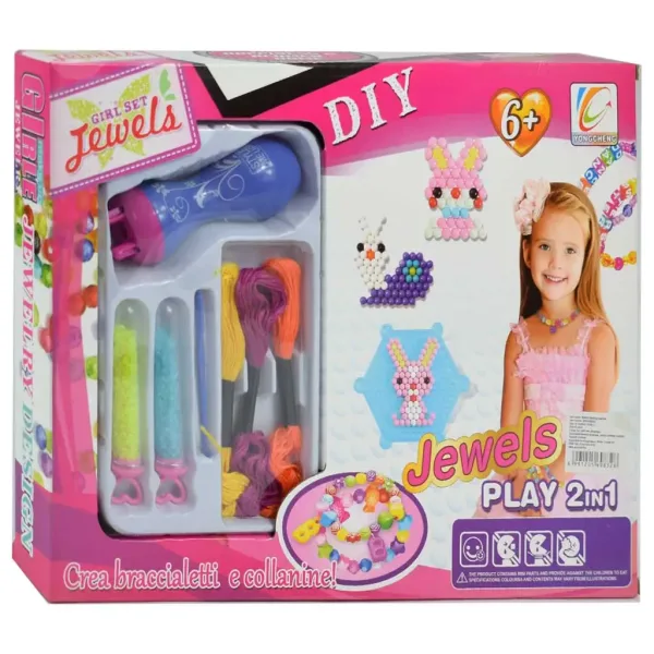 JewelsPlay: 2 w 1 zestaw do tworzenia biżuterii z maszyną do przędzenia i kolorowymi koralikami zdjęcie 1
