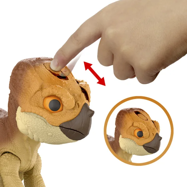 Jurassic World: Odrodzenie – Interaktywna figurka dinozaura Aquilops Dolores – Mattel zdjęcie 3