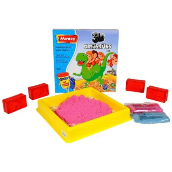 Kinetic Sand: Zestaw piasku kinetycznego Heros z dinozaurami lub kucykami, z akcesoriami, 500 g zdjęcie 2
