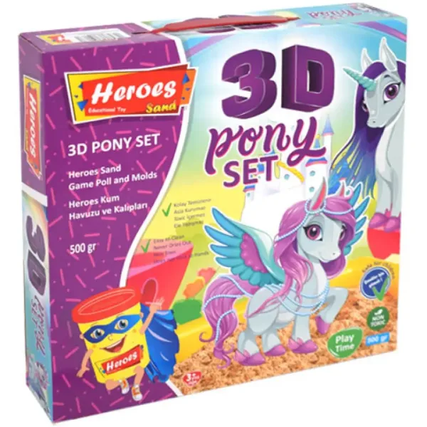 Kinetic Sand: Zestaw piasku kinetycznego Heros z dinozaurami lub kucykami, z akcesoriami, 500 g zdjęcie 3