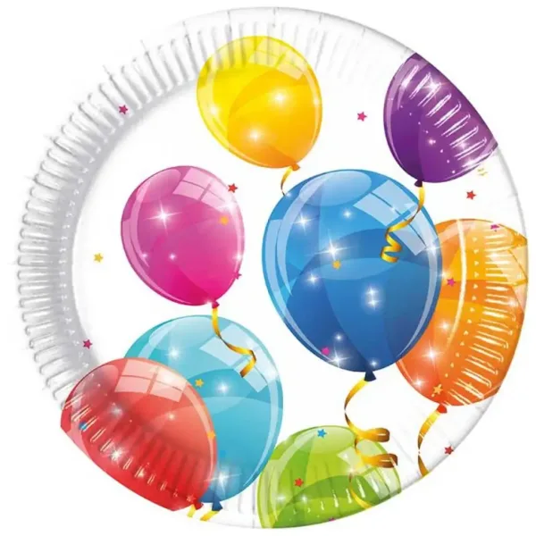 Kolorowe balony papierowe talerzyki zestaw 8 sztuk 23 cm zdjęcie 1