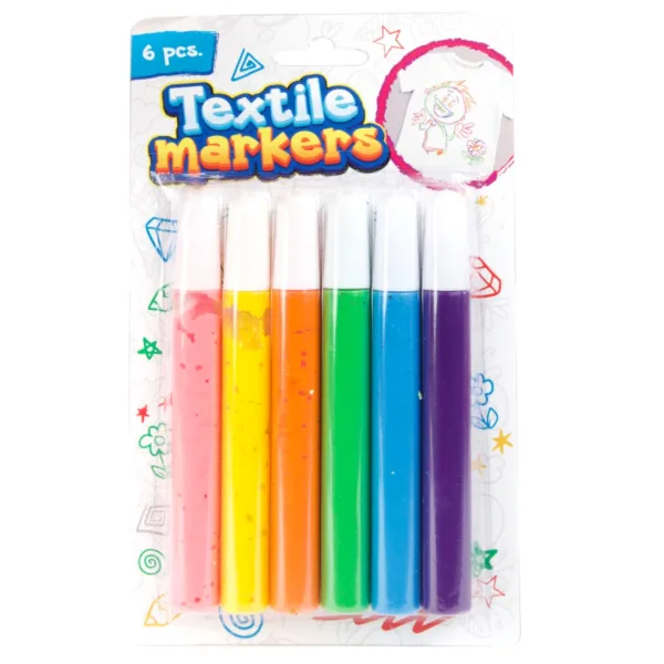 Kolorowe pisaki do tkanin, zestaw 6 sztuk zdjęcie 1