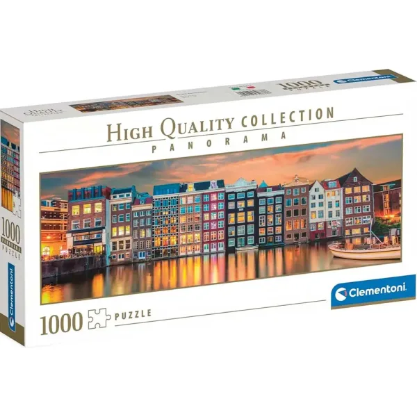 Kolorowy Amsterdam HQC 1000-elementowe puzzle panoramiczne - Clementoni