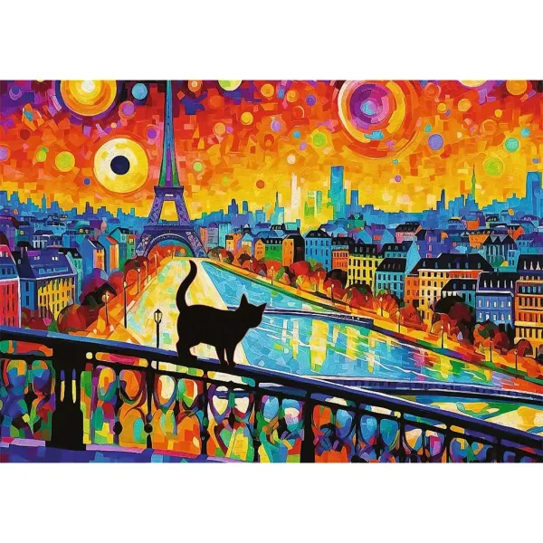 Kot w Paryżu 1000-elementowe puzzle HQ - Trefl zdjęcie 2