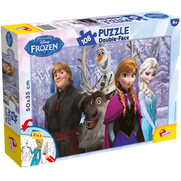 Kraina Lodu – Siła przyjaźni 2 w 1 puzzle 108 elementów i kolorowanka 50x35 cm - Lisciani zdjęcie 1