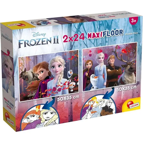 Kraina Lodu 2 w 1 maxi puzzle 2x24 elementów i kolorowanka 50x35 cm - Lisciani zdjęcie 1