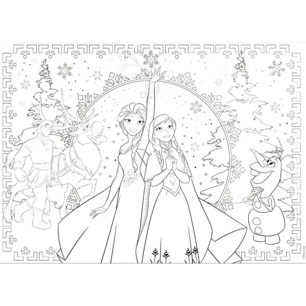 Kraina Lodu 2 w 1 puzzle 250 elementów i kolorowanka 50x35 cm - Lisciani zdjęcie 3