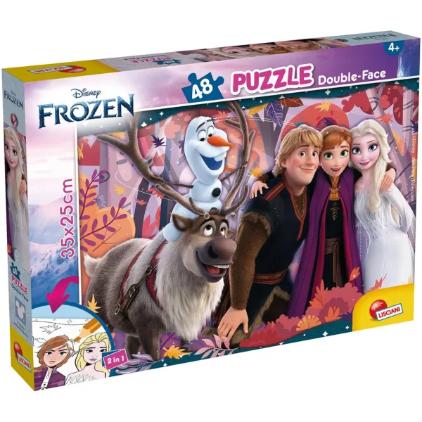 Kraina Lodu 2 w 1 puzzle 48 elementów i kolorowanka 35x25 cm - Lisciani zdjęcie 1