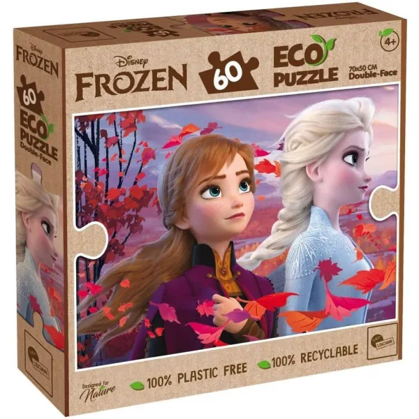 Kraina Lodu 2 w 1 puzzle ekologiczne 60 elementów i kolorowanka 70x50cm - Lisciani zdjęcie 1