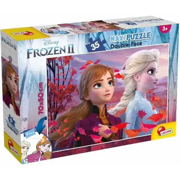Kraina lodu 2 2w1 maxi puzzle 35 elementów i kolorowanka 70x50 cm - Lisciani zdjęcie 1