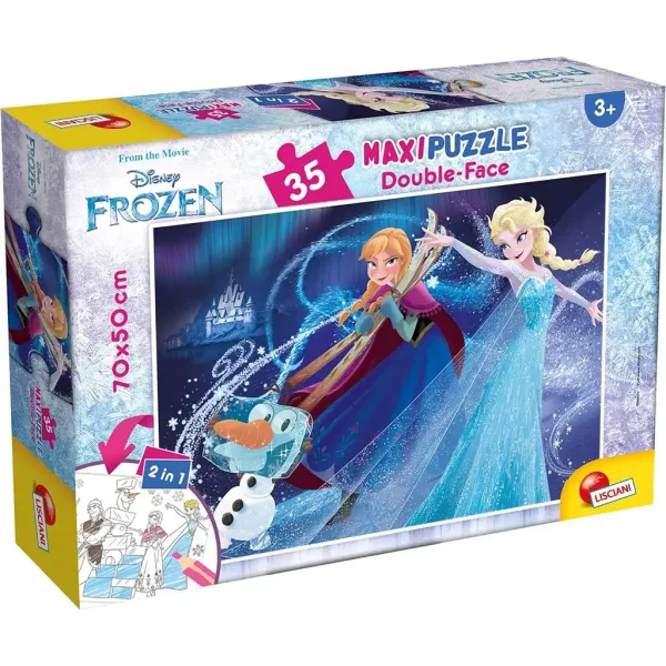 Kraina lodu 2 w 1 maxi puzzle 35 elementów i kolorowanka 70x50 cm – Lisciani zdjęcie 1