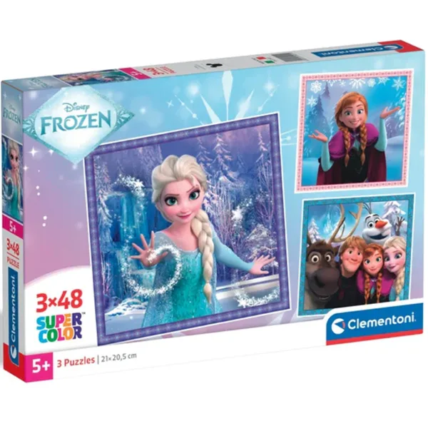 Kraina lodu wesołe chwile 3x48-elementowe puzzle Supercolor - Clementoni zdjęcie 1