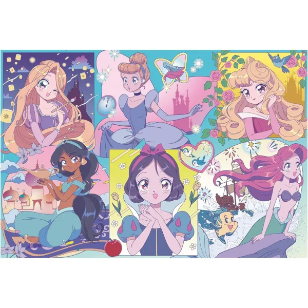 Księżniczki Disneya – Magiczna manga 2 w 1, puzzle 250 elementów i kolorowanka 50x35 cm – Lisciani zdjęcie 2