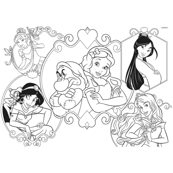 Księżniczki Disneya 2 w 1 maxi puzzle 2x24 elementy i kolorowanka - Lisciani zdjęcie 4