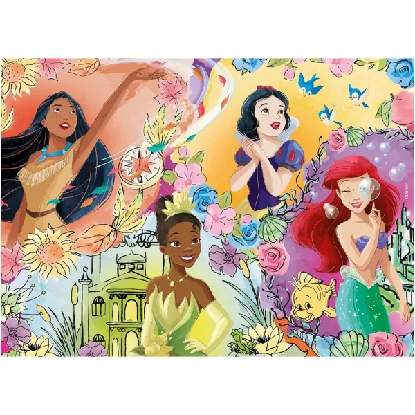 Księżniczki Disneya 2 w 1 puzzle 24-elementowe i kolorowanka 35x25 cm - Lisciani zdjęcie 2