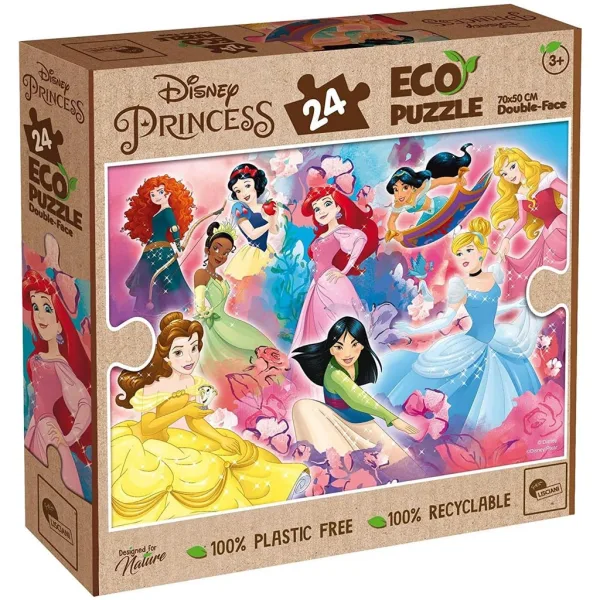 Księżniczki Disneya drużyna 2 w 1 puzzle Eco maxi 24 elementy i kolorowanka 70x50 cm - Lisciani zdjęcie 1