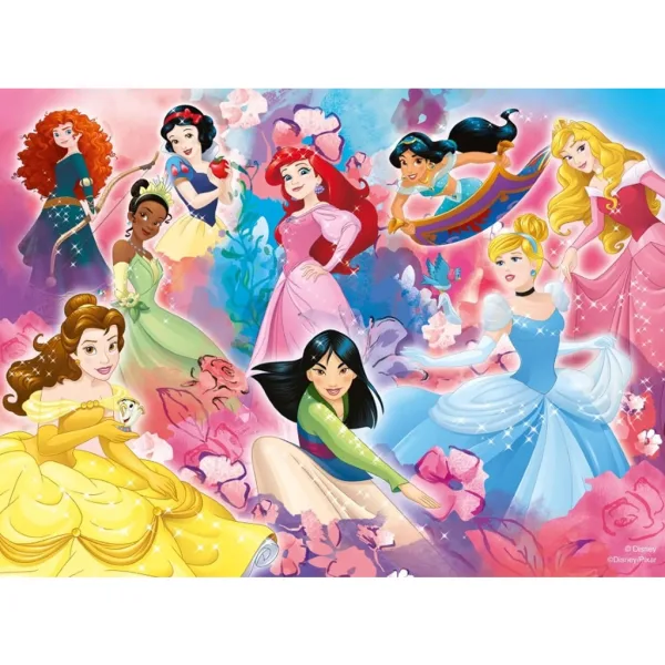 Księżniczki Disneya drużyna 2 w 1 puzzle Eco maxi 24 elementy i kolorowanka 70x50 cm - Lisciani zdjęcie 2