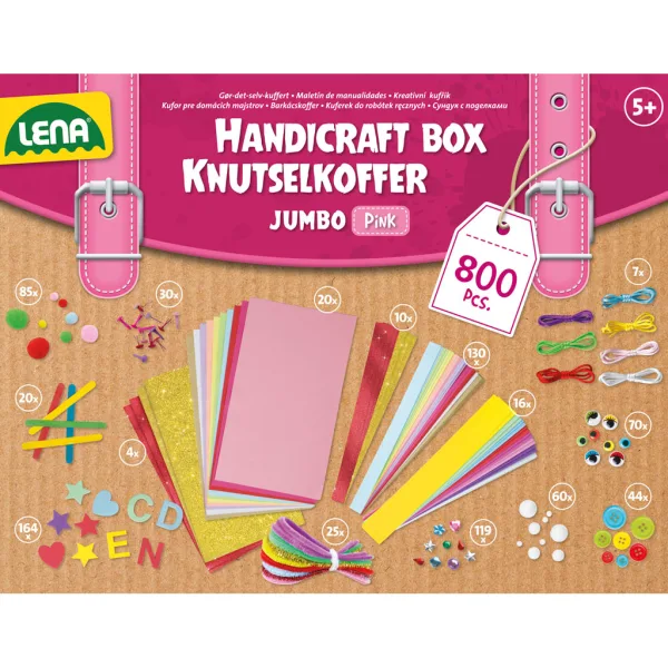 LENA: Jumbo różowa walizka do majsterkowania, 800-elementowy kreatywny zestaw zdjęcie 3
