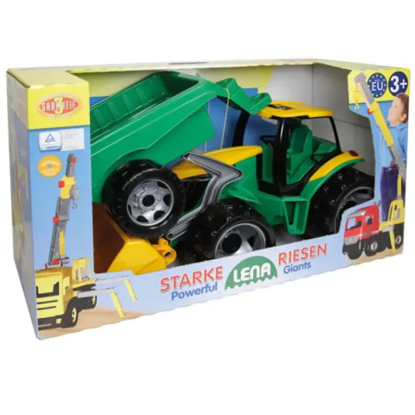 LENA: Ogromny traktor z ładowaczem czołowym i przyczepą zielony/żółty 108 cm zdjęcie 2