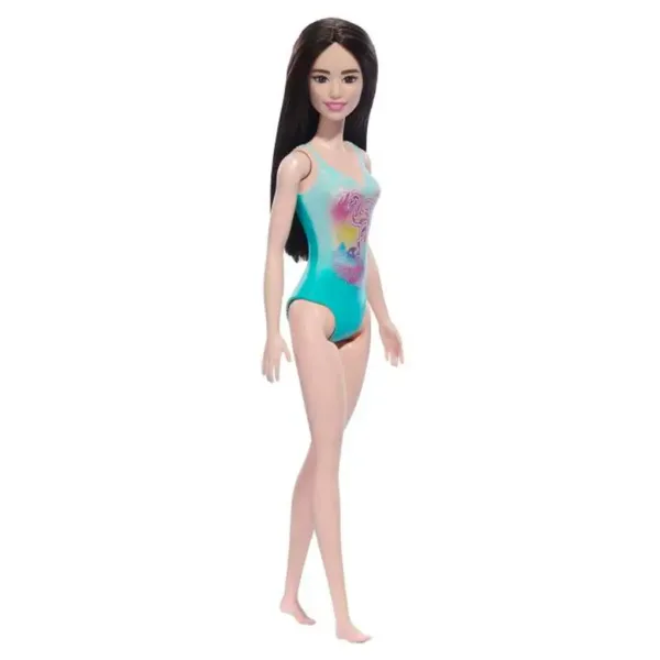 Lalka Barbie Beach w niebieskim wzorzystym stroju kąpielowym - Mattel zdjęcie 2