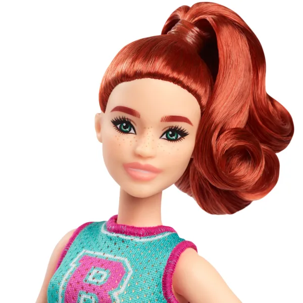 Lalka Barbie Fashionista o stylowym wyglądzie, z rudymi włosami i w fioletowej spódnicy – Mattel zdjęcie 3
