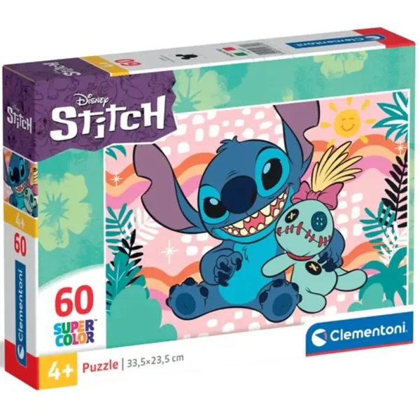 Lilo i Stitch z maskotką Scrump, puzzle supercolor 60 elementów - Clementoni zdjęcie 1