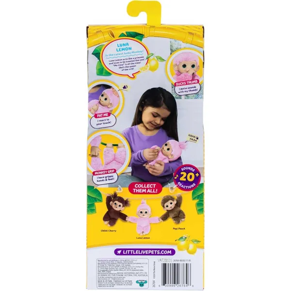 Little Live Pets: Mini Maki Luna Lemon interaktywna różowa małpka zdjęcie 3