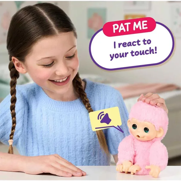 Little Live Pets: Mini Maki Luna Lemon interaktywna różowa małpka zdjęcie 4