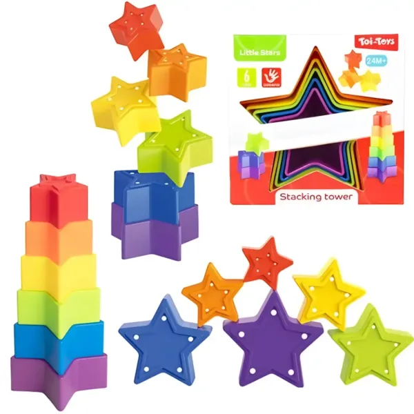 Little Stars: Kolorowa wieża do układania w kształcie gwiazdek dla niemowląt zdjęcie 1