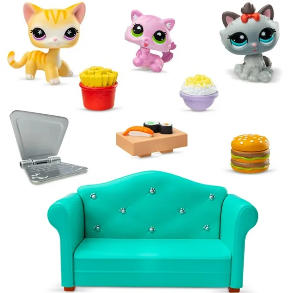 Littlest Pet Shop: zestaw do zabawy Diner Dash 3-częściowy z figurkami kotków zdjęcie 2