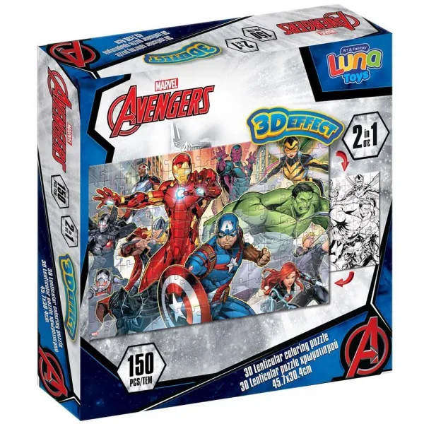 Luna: Avengers 2 w 1, 150-elementowa, trójwymiarowa układanka do kolorowania zdjęcie 1