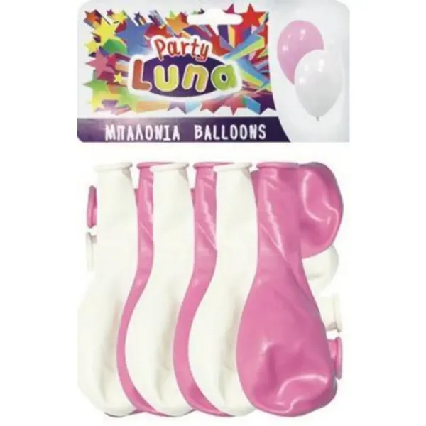 Luna: Balony imprezowe w kolorze różowym i białym, 24 sztuki zdjęcie 1
