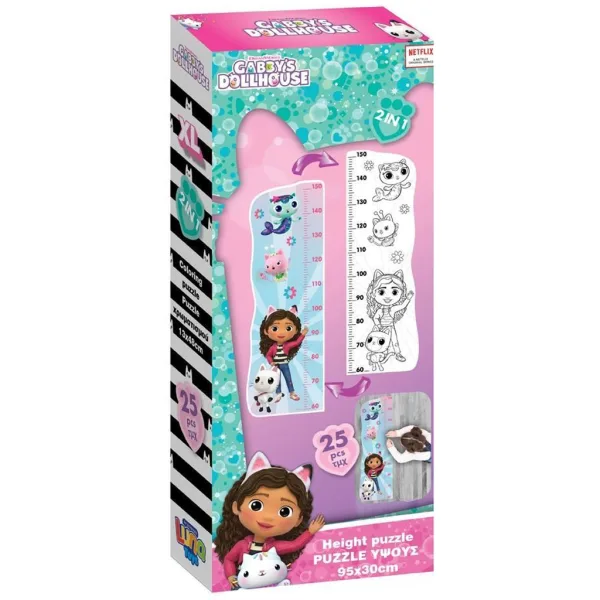 Luna: Domek Gabi – miarka wzrostu do kolorowania, maxi puzzle, 25 elementów