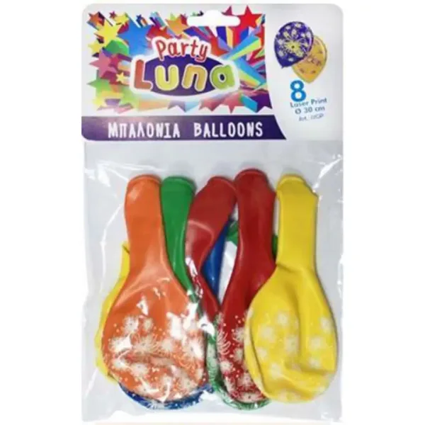 Luna: Kolorowe balony z wzorem fajerwerków, zestaw 8 sztuk zdjęcie 1