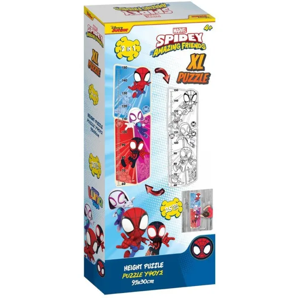 Luna: Spidey i jego niesamowici przyjaciele — kolorowalna miarka wzrostu, maxi puzzle 25 elementów