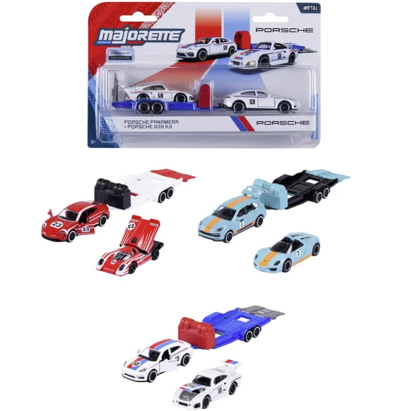Majorette: samochodzik Porsche Motorsport z przyczepą, różne wersje, 1 sztuka - Simba Toys zdjęcie 1