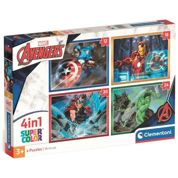 Marvel: Avengers 4 w 1 Supercolor puzzle - Clementoni