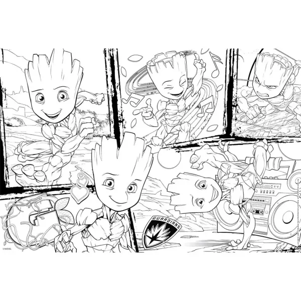 Marvel Groot 2 w 1 250-elementowa układanka i kolorowanka 50x35 cm - Lisciani zdjęcie 2
